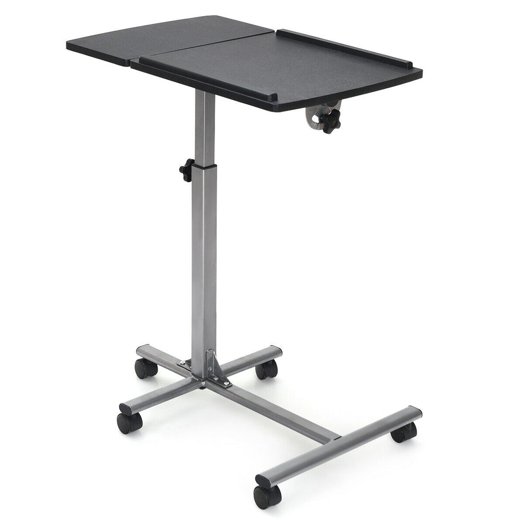 Costway - Mobile Standing Desk Height Adjustable Sit to Stand Laptop Desk - Silver/Black_10