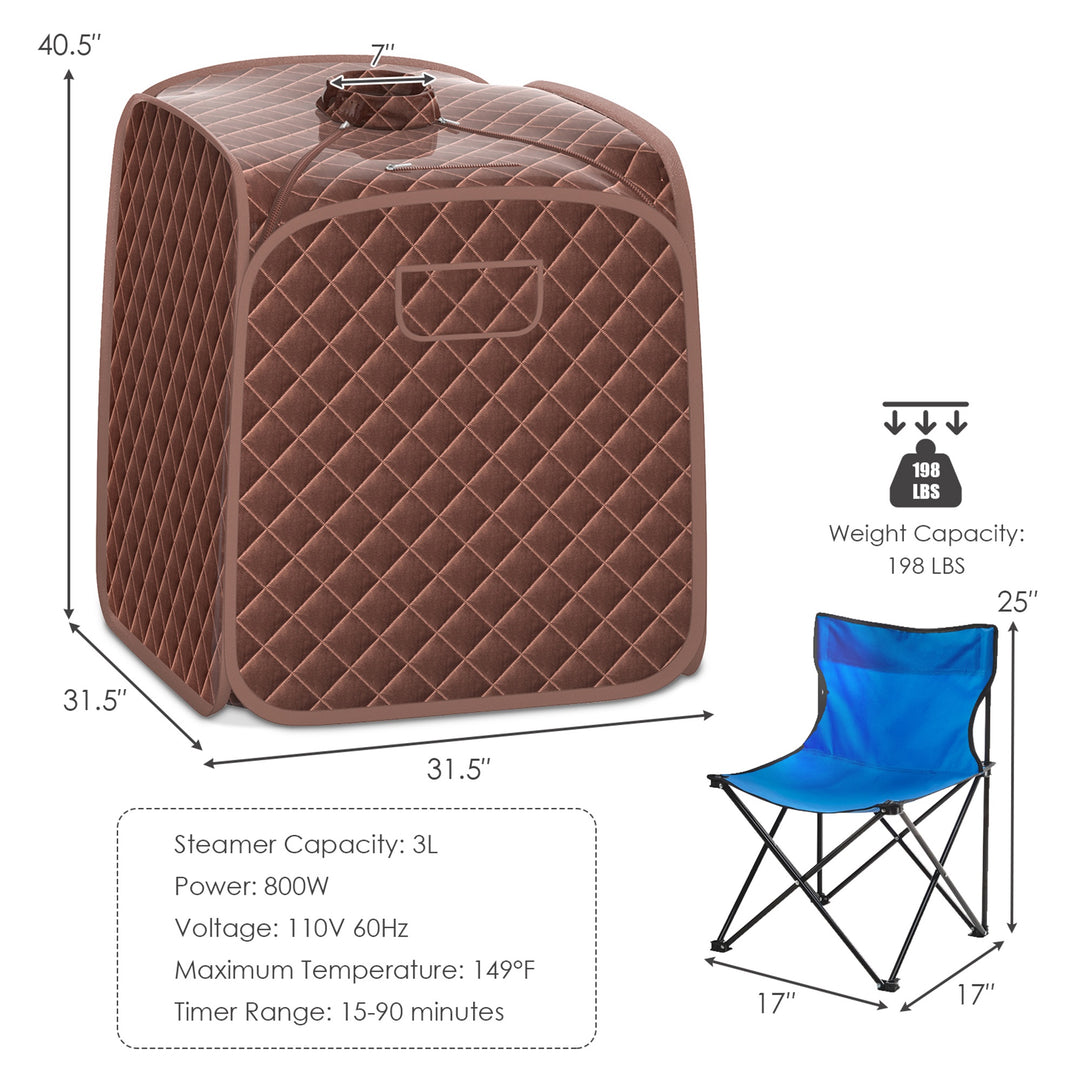 Costway - Portable Steam Sauna Brown - Coffee_4