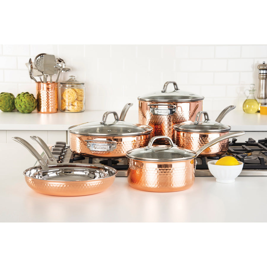 Viking 3-Ply Copper Hammered 10 Piece Cookware Set - Copper_1