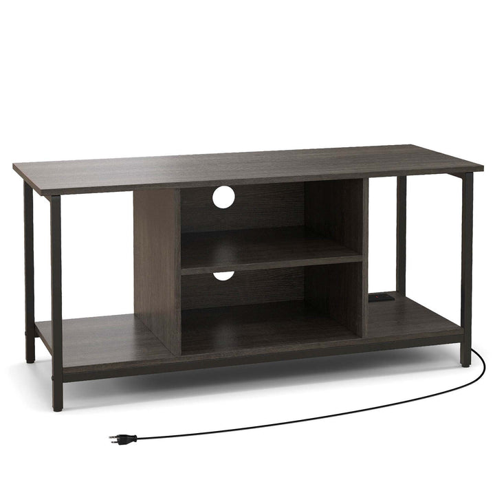 Costway - TV Stand with Power Outlet USB & Type-C Port 3-tier TV Console Table Grey - Gray_9