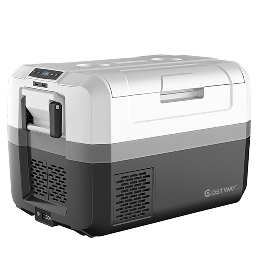 Costway - 48 Quart Portable Electric Car Cooler Refrigerator Compressor Freezer for RVs Camping - White/Gray/Black_0