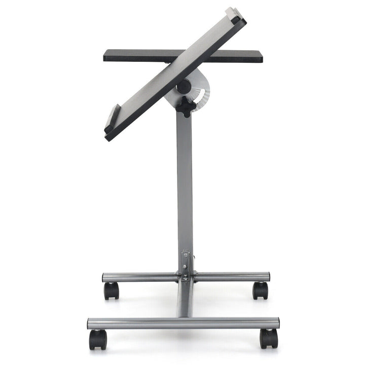 Costway - Mobile Standing Desk Height Adjustable Sit to Stand Laptop Desk - Silver/Black_11