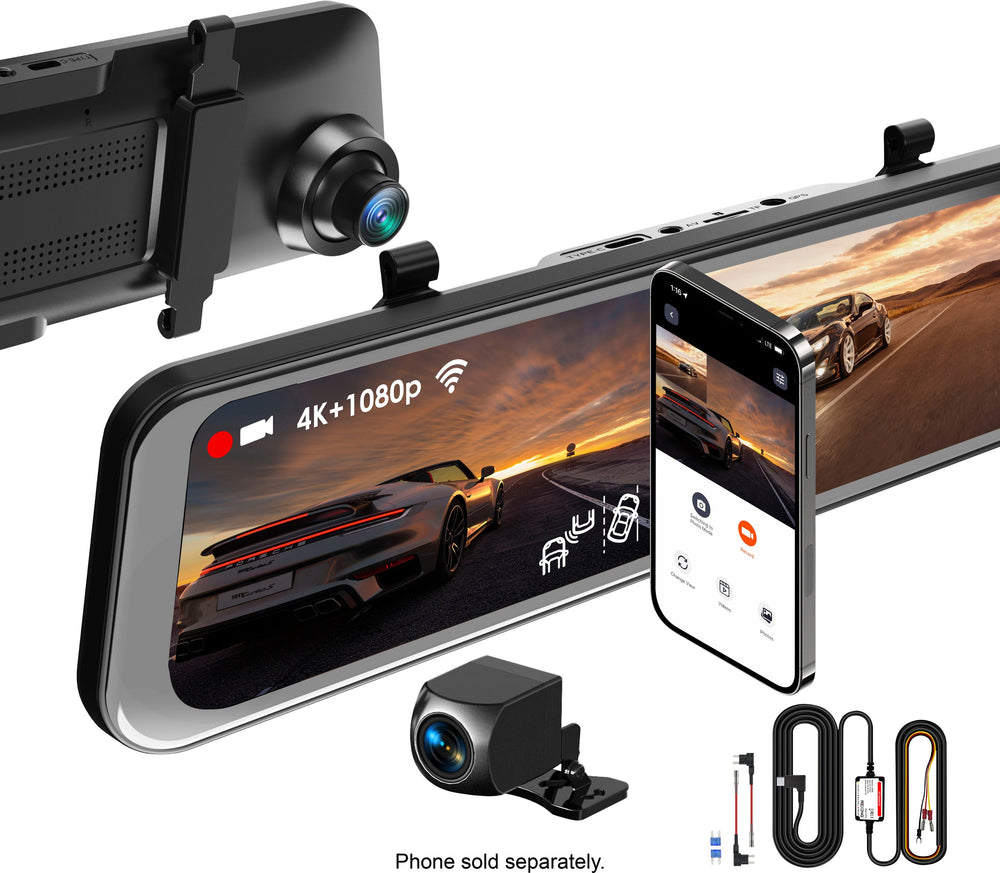 Rexing - M2 Max Pro 4K WiFi GPS Mirror Dash Cam - Black_1