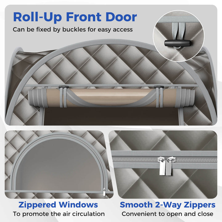 Costway - Portable Home Sauna Full Body Steam Sauna Tent with 3L Steam Generator - Gray_6