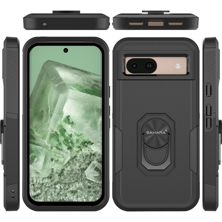 SaharaCase - Raider Series Kickstand Case for Google Pixel 8a - Scorpion Black_4