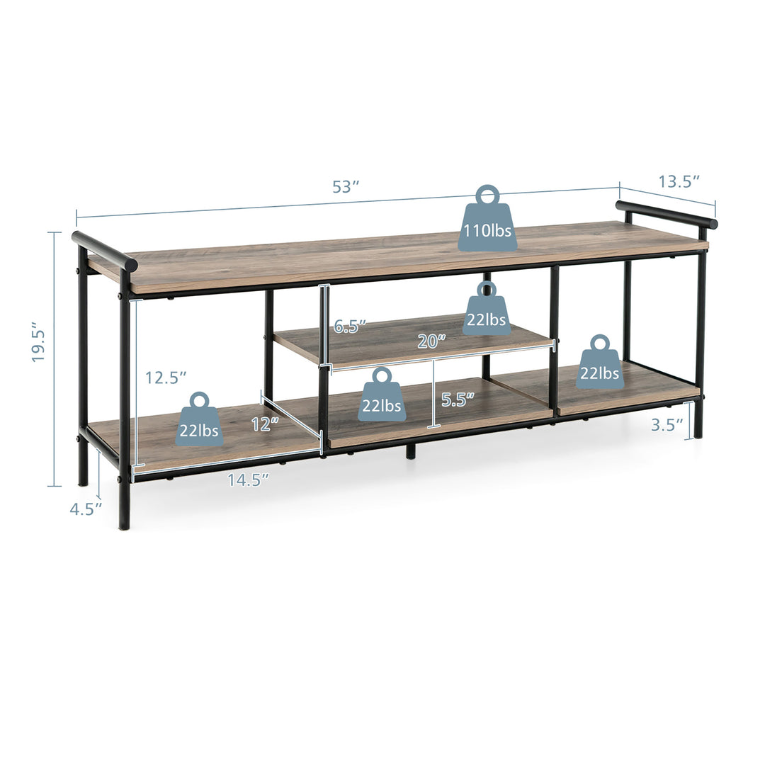 Costway - Industrial TV Stand for TV's up to 60'' Media Center Console Table w/ Open Shelf - Natural_3