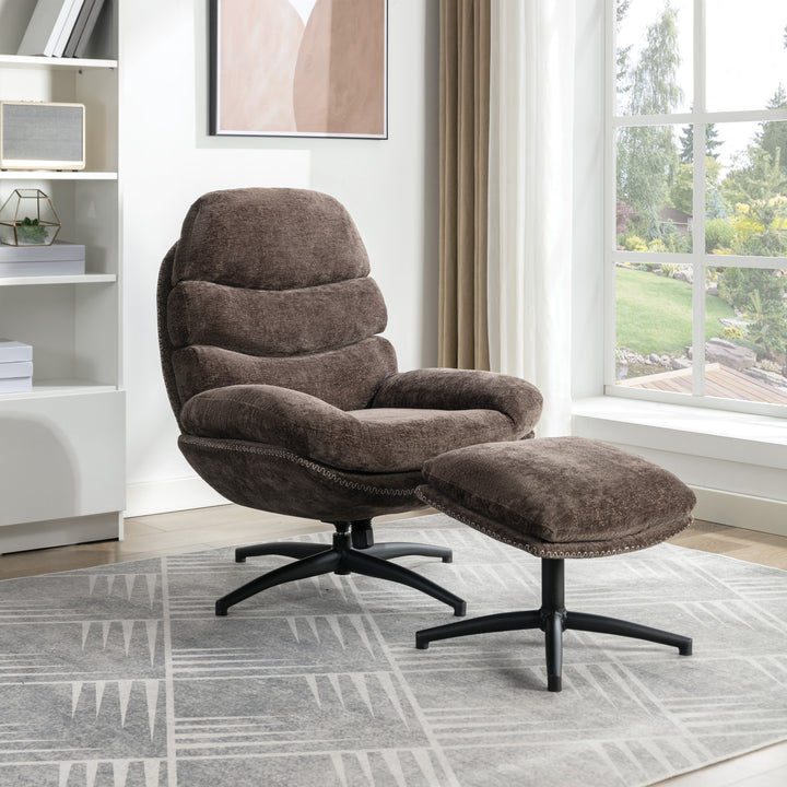 OSP Home Furnishings - Kerry Swivel Lounge Chair & Footrest - Brown_5