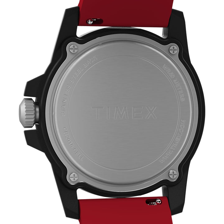 Timex Men's Main Street 42mm Watch - Red Strap Black Dial Black Case - Red_1