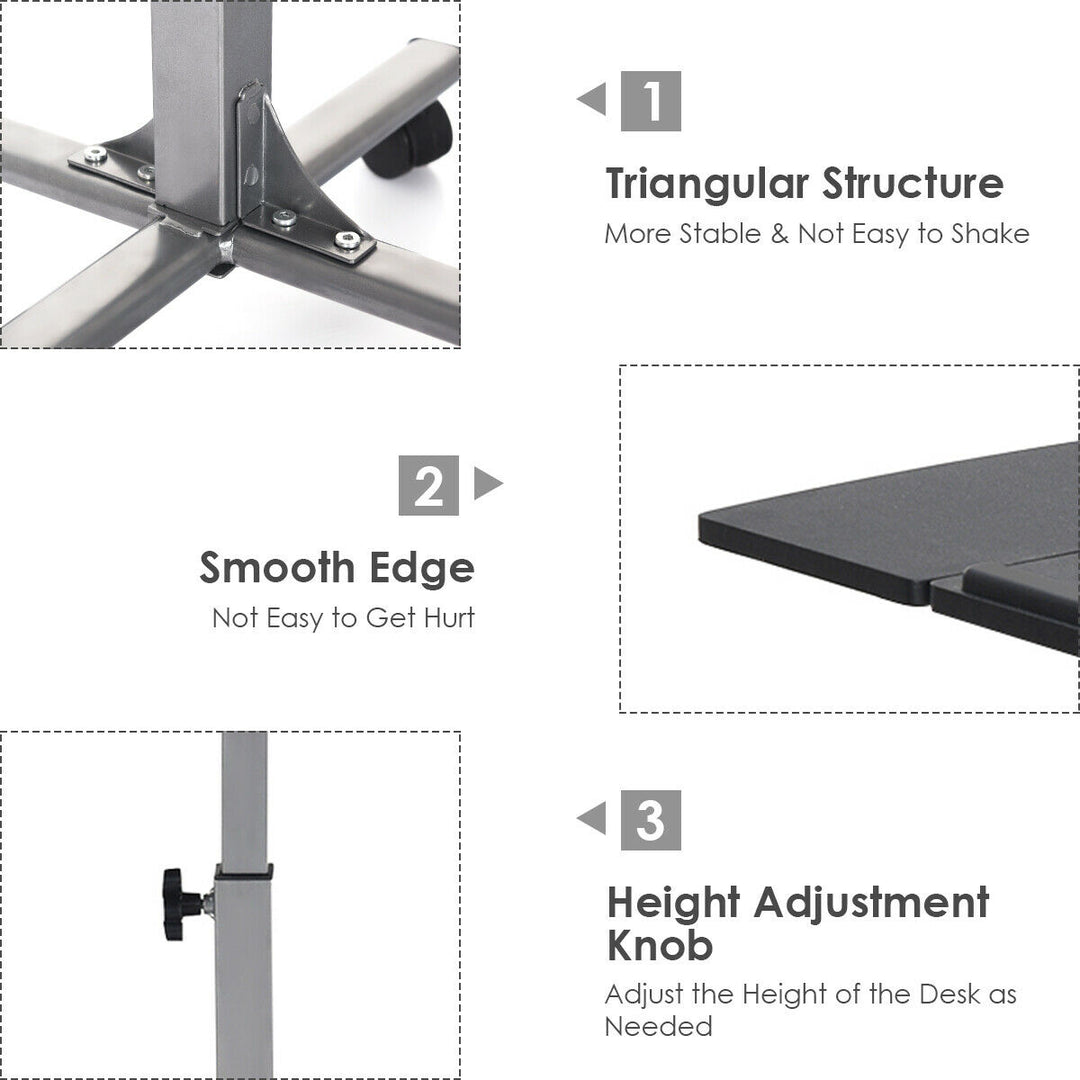 Costway - Mobile Standing Desk Height Adjustable Sit to Stand Laptop Desk - Silver/Black_8