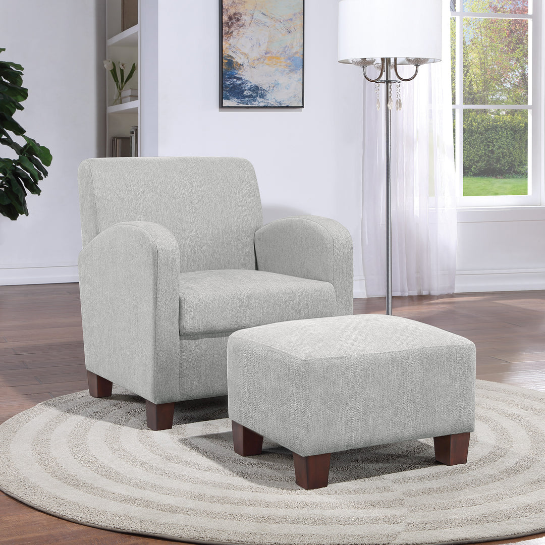 OSP Home Furnishings - Aiden Chair & Ottoman Herringbone - Smoke_4