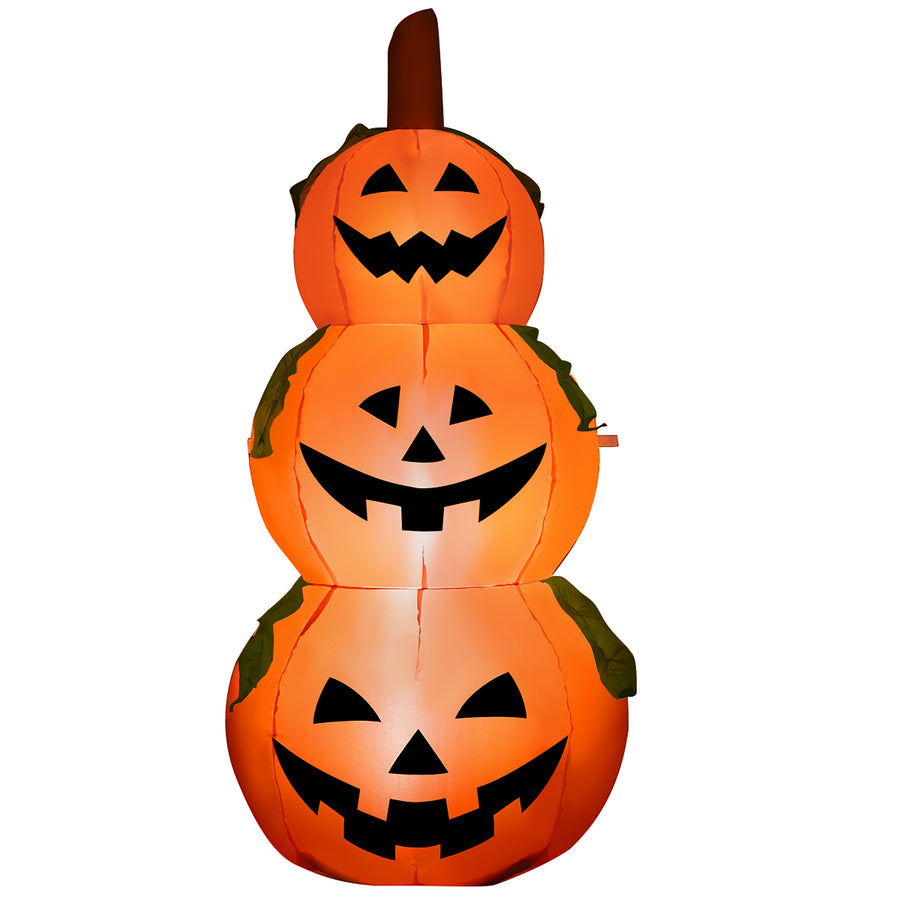 Costway - 5 Ft  Halloween Inflatable 3-Pumpkin Stack Blow Up Pumpkin Ghost Yard Decoration - Orange_0