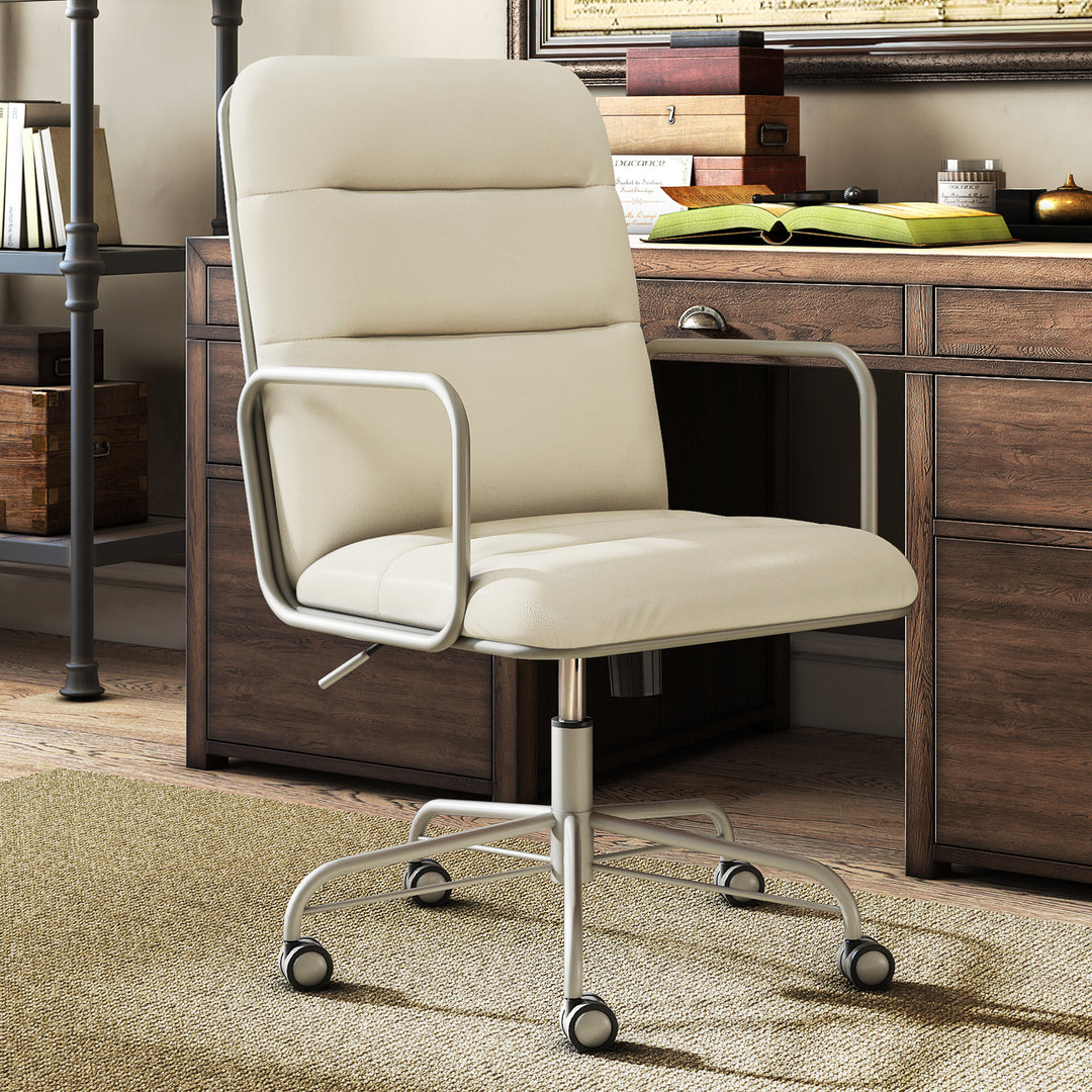 Finch - Franklin Upholstered Office Chair - Bonded Leather - Cream_1