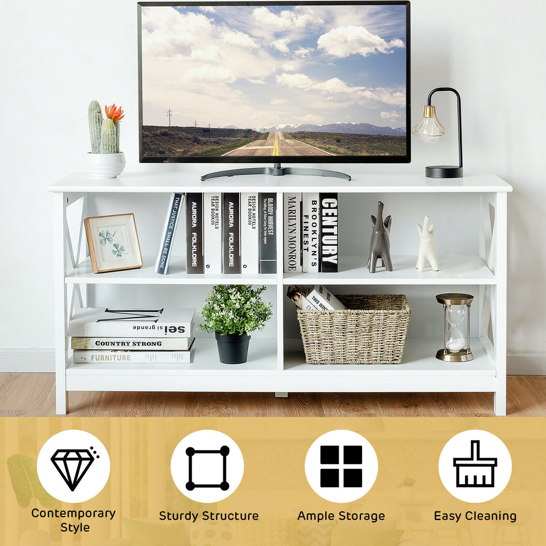 Costway - TV Stand Entertainment Media Center for TV's up to 55'' w/ Storage Shelves White - White_6