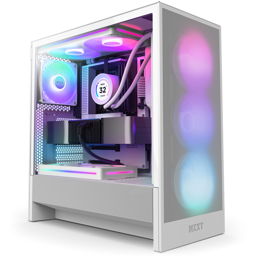 NZXT - H5 Flow RGB 2024 Compact ATX Mid-Tower Airflow Case - White_0