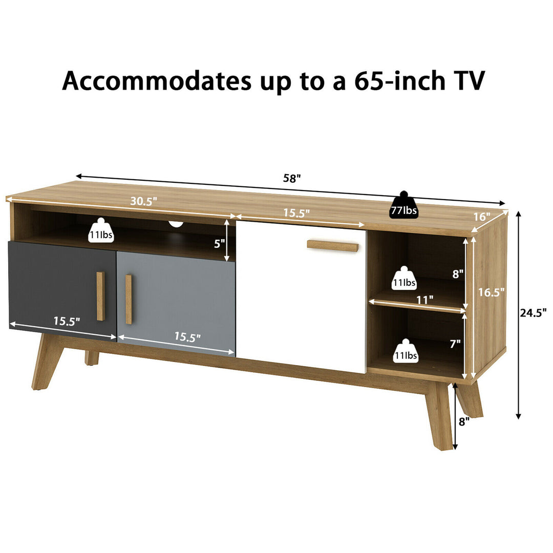 Costway - TV Stand for TVs up to 65'' Entertainment Center Console w/ Adjustable Shelf - White/Gray_1