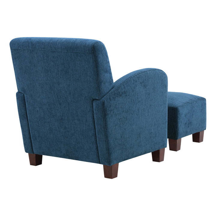 OSP Home Furnishings - Aiden Chair & Ottoman Herringbone - Navy_3