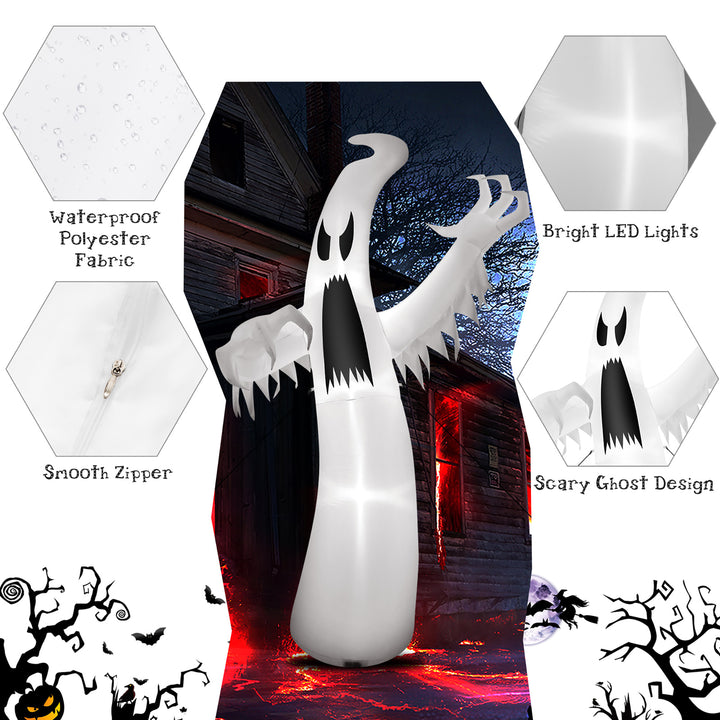 Costway - 12ft Halloween Inflatable Ghost Quick Blow up w/LED Lights Outdoor Yard Scary Decoration - White_3