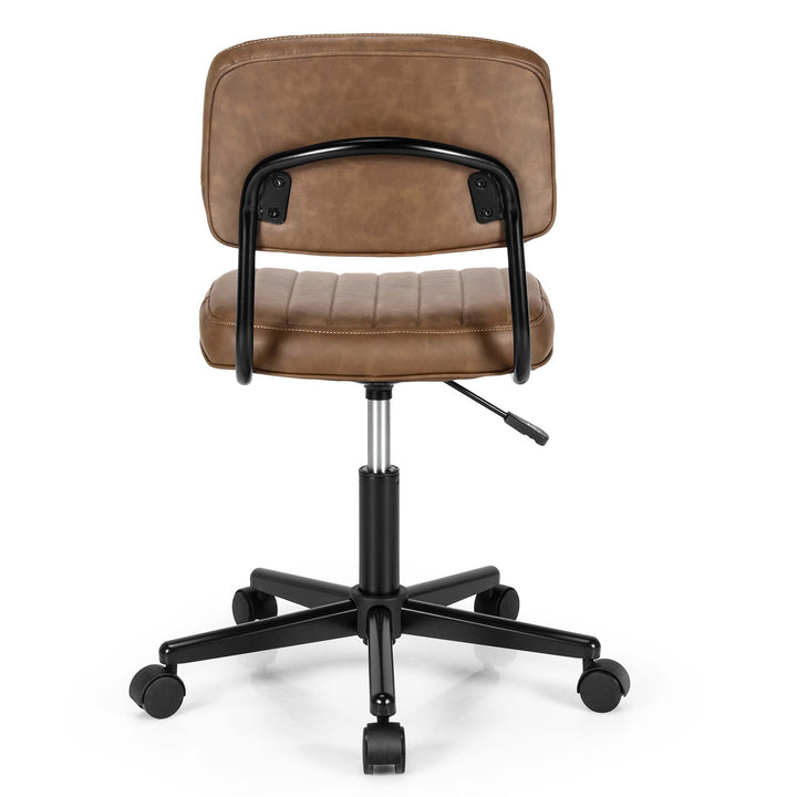 Costway - PU Leather Office Chair Adjustable Swivel Task Chair with Backrest (2pc) - Brown_10