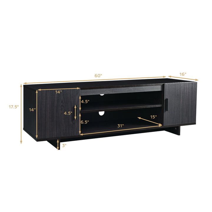 Costway - Modern TV Stand Media Entertainment Center for TV's up To 65'' w/Storage Cabinet - Black_3