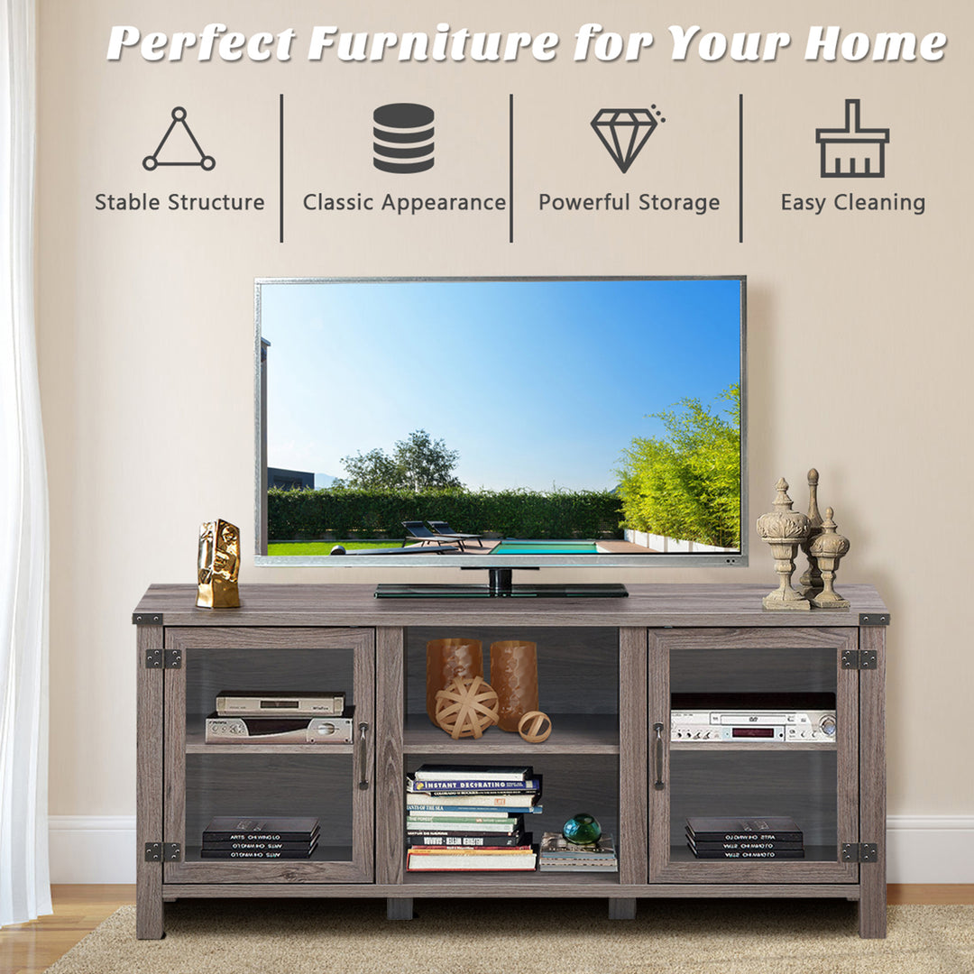 Costway - TV Stand Entertainment Center for TV's up to 65'' w/ Storage Cabinets Deep Taupe - Deep Taupe_6