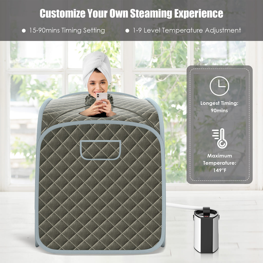 Costway - Portable Steam Sauna - Grey_2