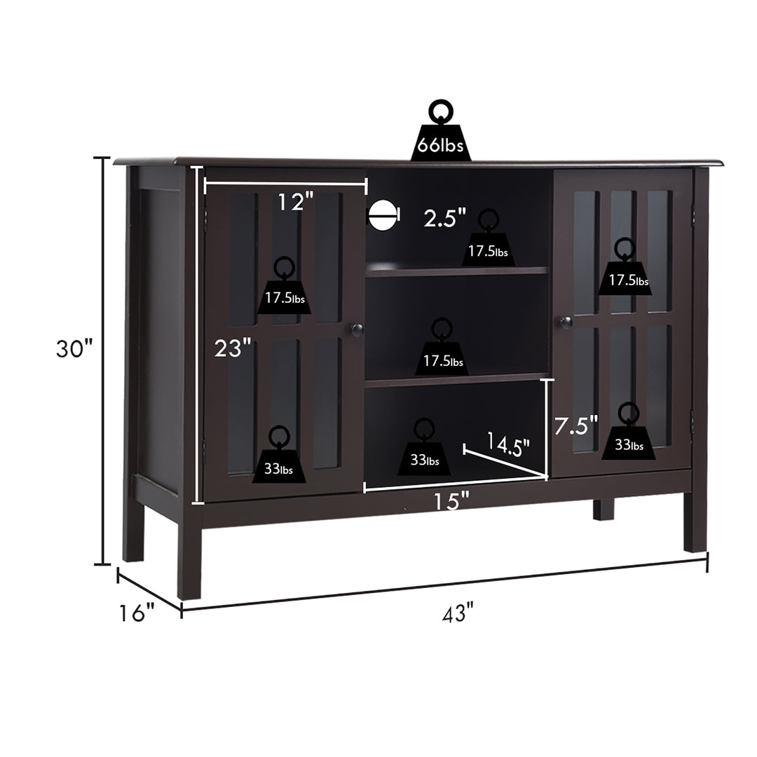 Costway - Wood TV Stand Entertainment Media Center Console for TV up to 50'' Brown - Brown_8