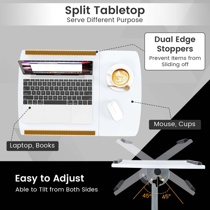 Costway - Mobile Standing Desk Height Adjustable Sit to Stand Laptop Desk - White_5