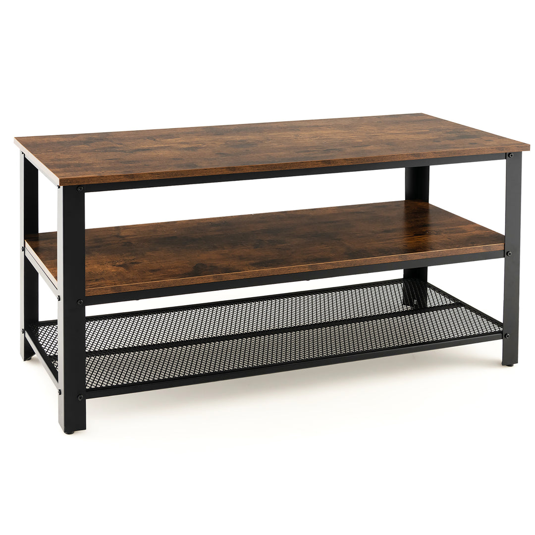 Costway - Industrial TV Stand Media Center for TVs up to 50 inch - Rustic Brown/Black_10