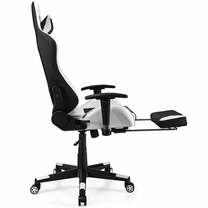 Costway - Massage Gaming Chair Reclining Office Chair with Footrest - White_11