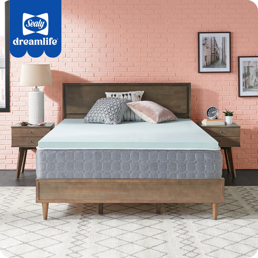 Sealy - Sealy® Dreamlife™ 2” Gel Memory Foam Mattress Topper, Queen - Blue_0