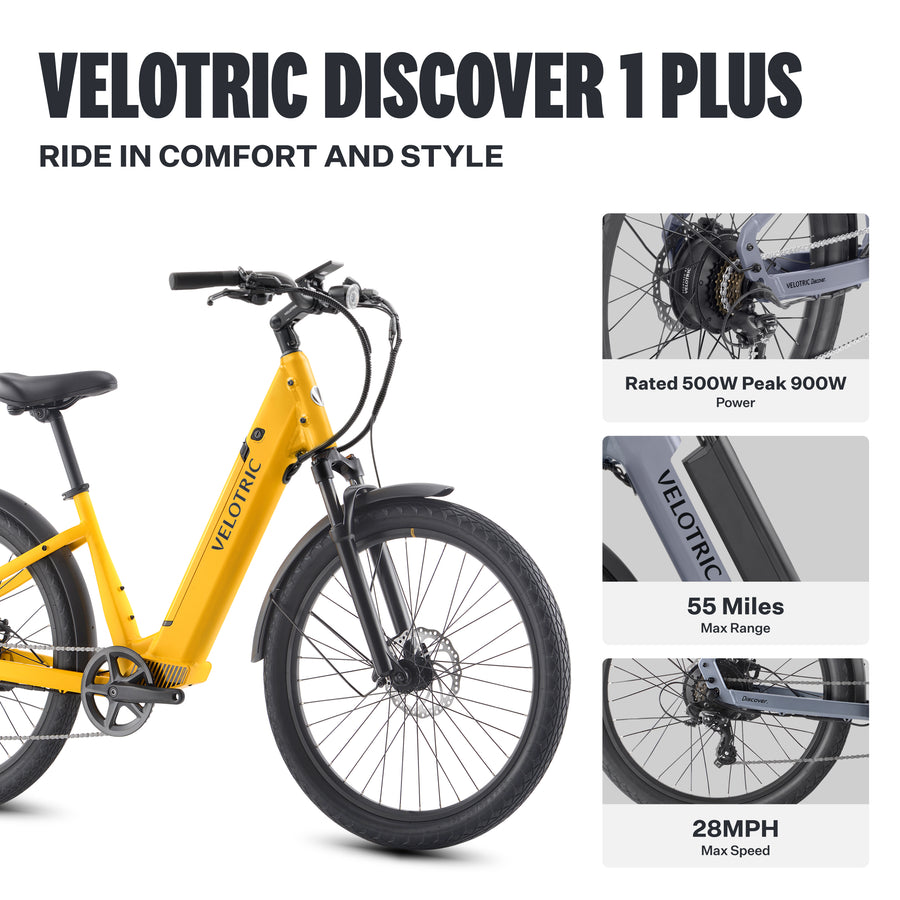 Velotric - Discover 1 Plus Step-Through Commuter Ebike with 65 miles Max Range and 28 MPH Max Speed UL Certified - Mango_1