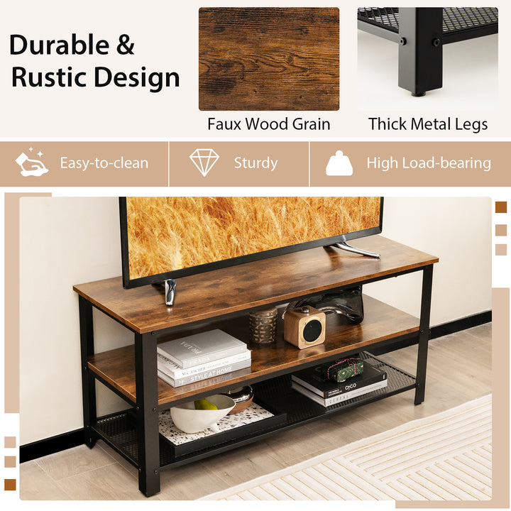 Costway - Industrial TV Stand Media Center for TVs up to 50 inch - Rustic Brown/Black_9