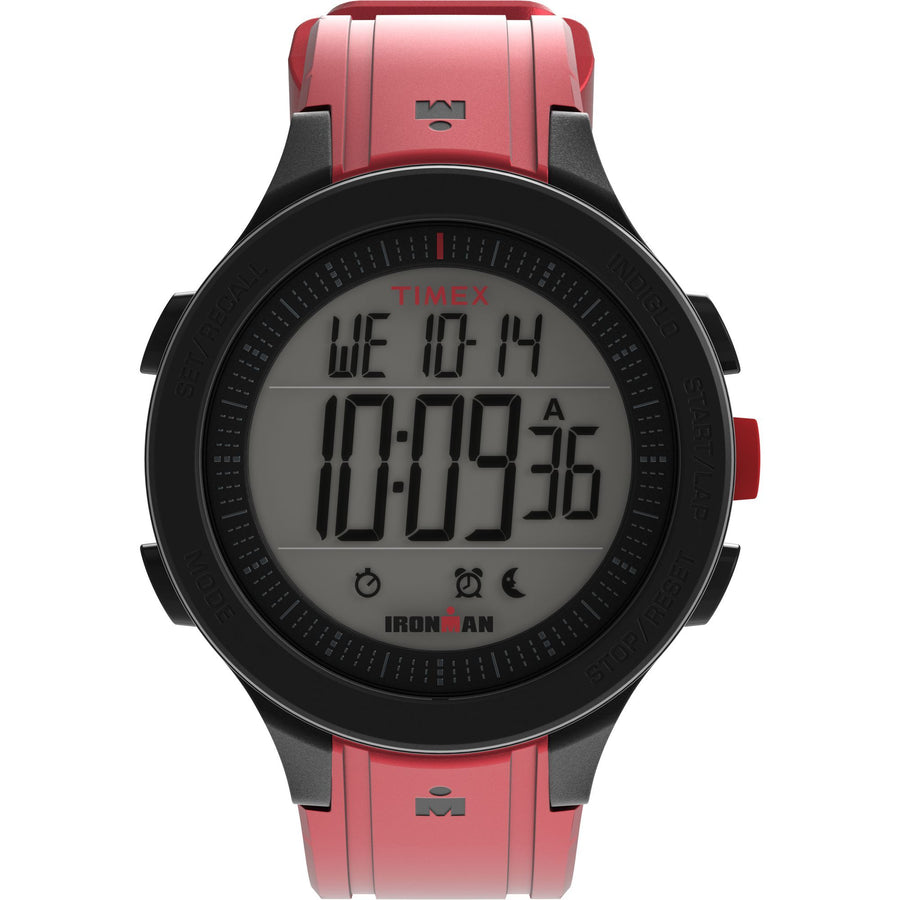 Timex Unisex IRONMAN T200 42mm Watch - Red Strap Digital Dial Black Case - Red_0