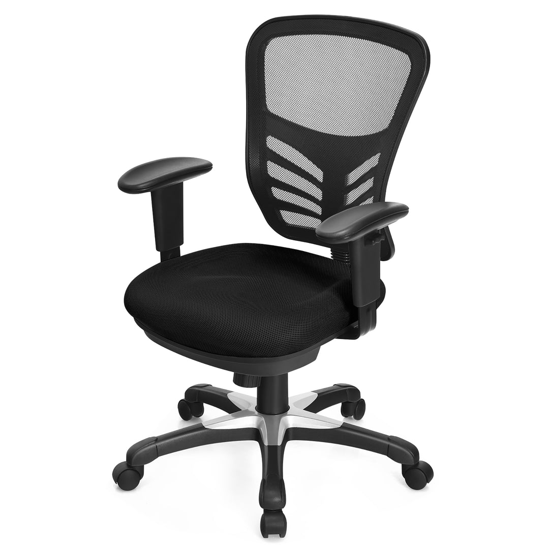 Costway - Mesh Office Chair 3-Paddle Computer Desk Chair with Adjustable Seat - Black_10