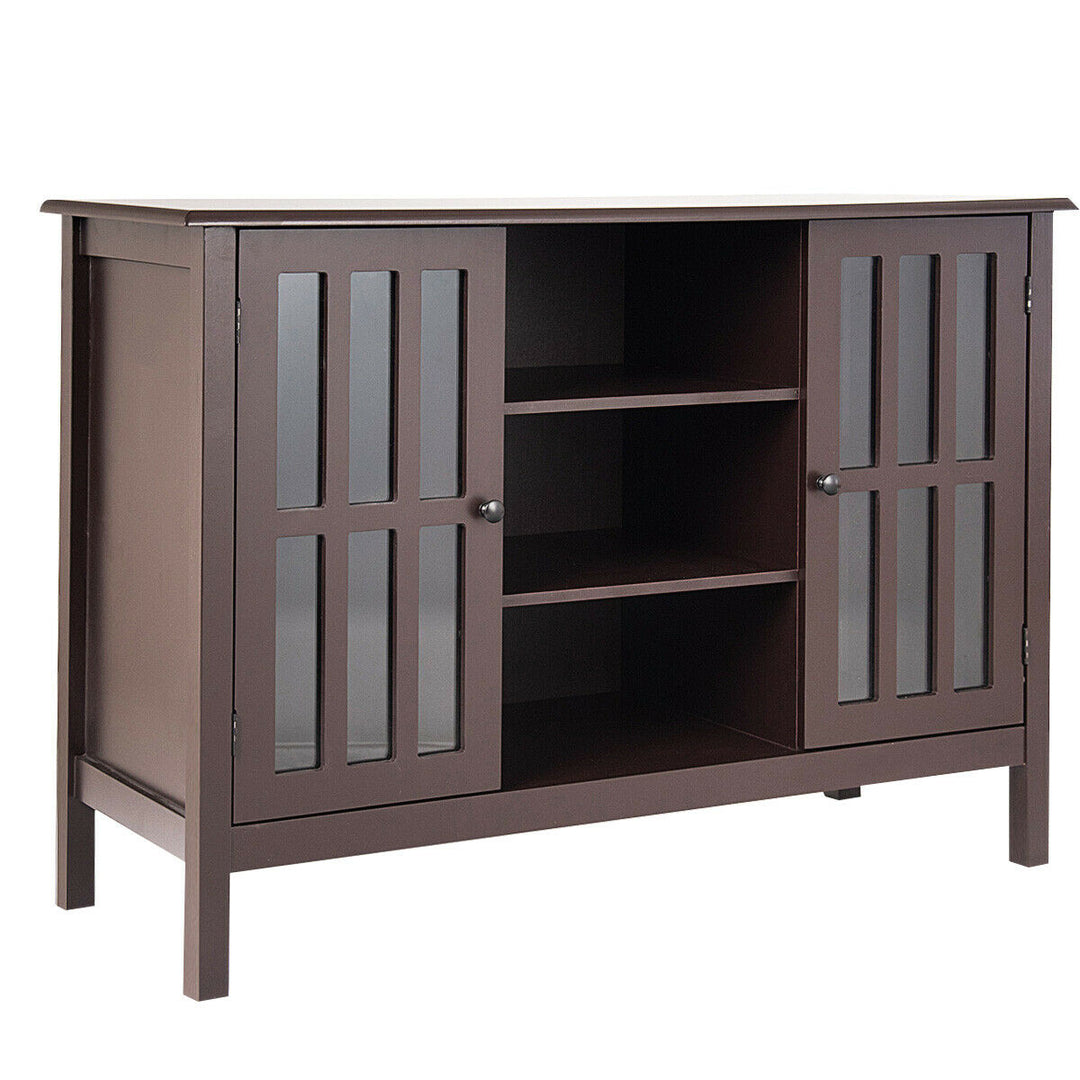 Costway - Wood TV Stand Entertainment Media Center Console for TV up to 50'' Brown - Brown_0