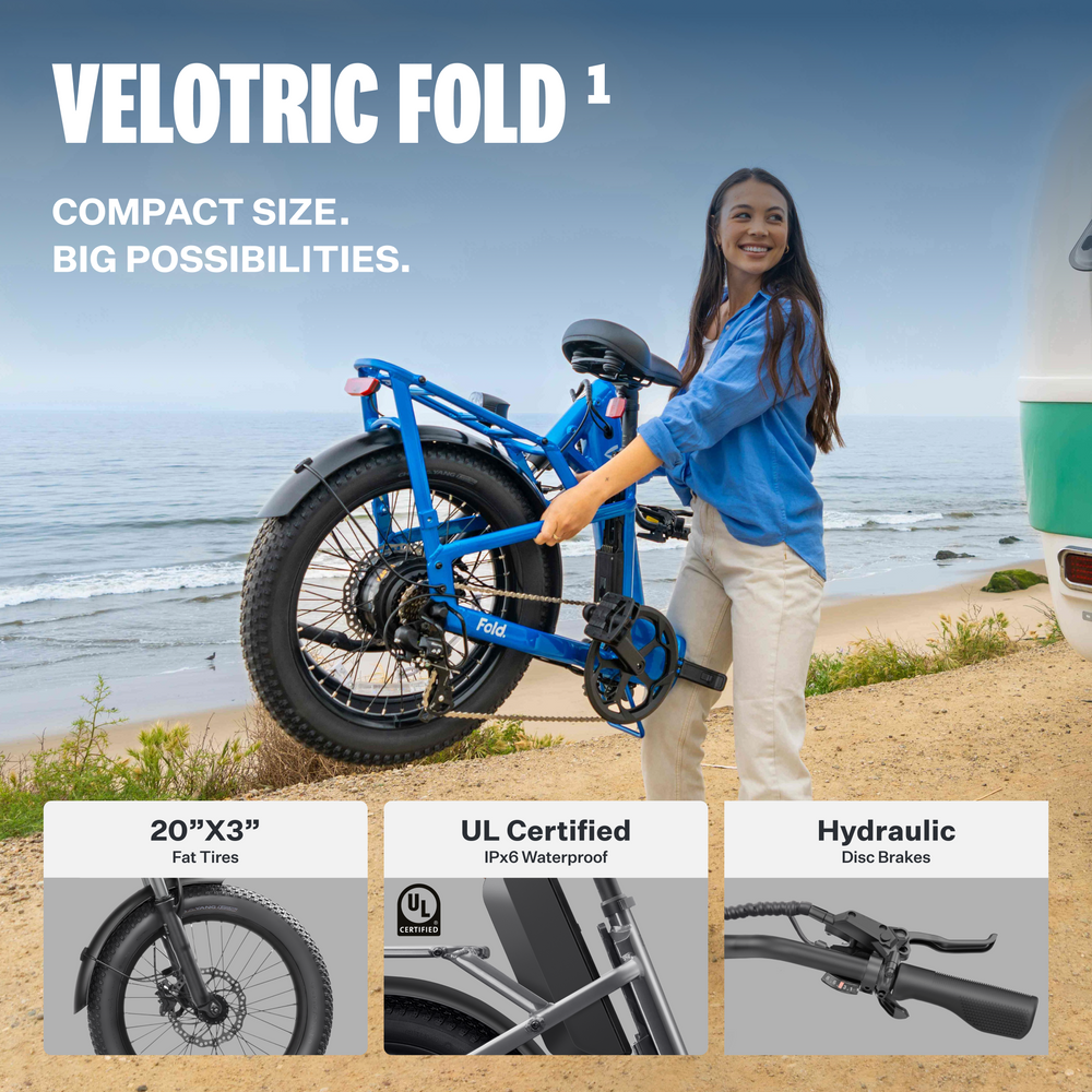 Velotric - Fold 1 Step-Through Fat Tire Foldable Commuter Ebike with 55 miles Max Range and 28 MPH Max Speed UL Certified - Electric Blue_3