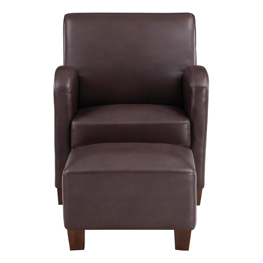 OSP Home Furnishings - Aiden Chair & Ottoman Faux Leather - Cocoa_0