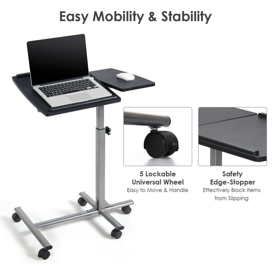 Costway - Mobile Standing Desk Height Adjustable Sit to Stand Laptop Desk - Silver/Black_9