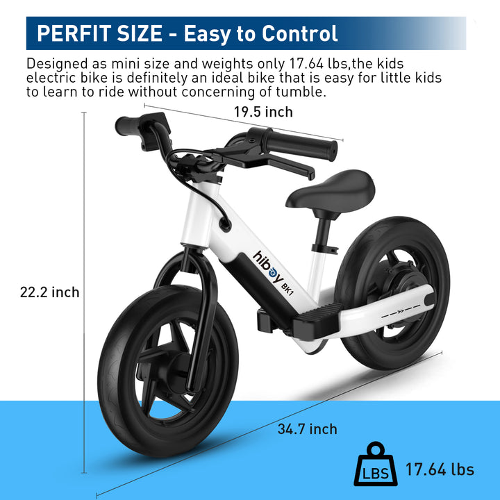 HiBoy - BK1 Electric Balance Bike w/ 6.2 mi Max Operating Range & 9 mph Max Speed - White_5