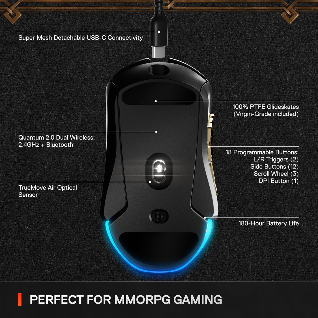 SteelSeries - Aerox 9 Wireless World of Warcraft Edition RBG Optical Gaming Mouse with 18 Programmable Buttons - Black_5