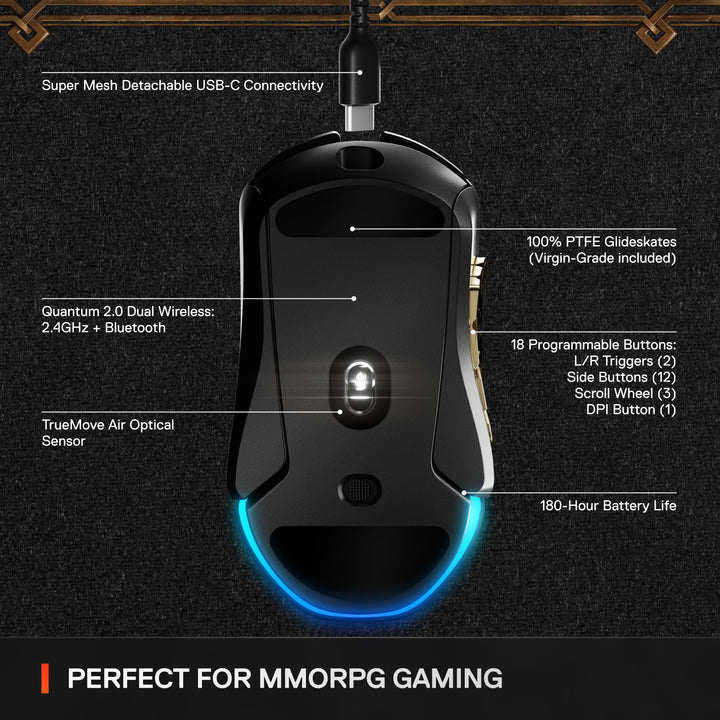 SteelSeries - Aerox 9 Wireless World of Warcraft Edition RBG Optical Gaming Mouse with 18 Programmable Buttons - Black_5