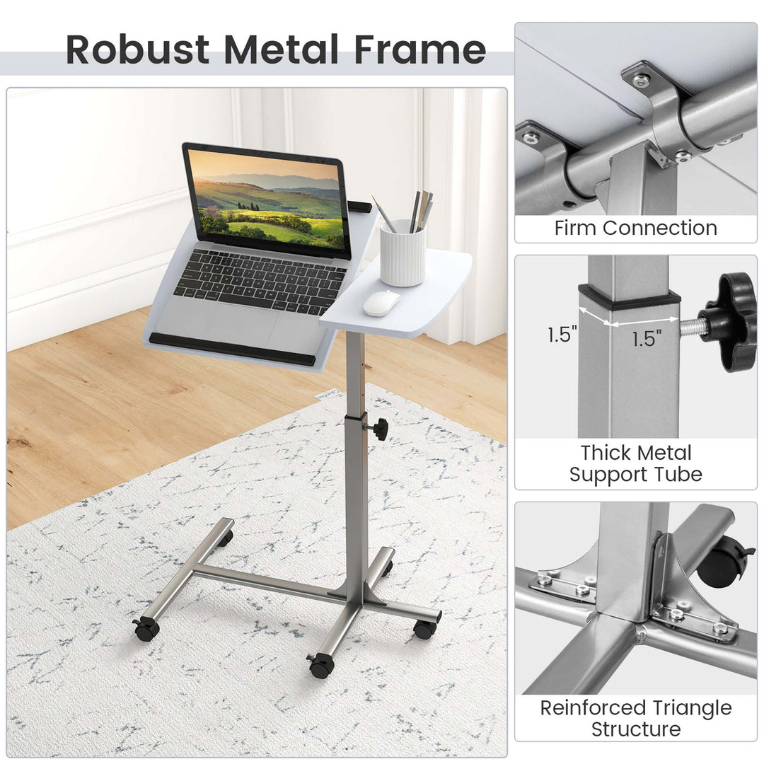 Costway - Mobile Standing Desk Height Adjustable Sit to Stand Laptop Desk - White_7