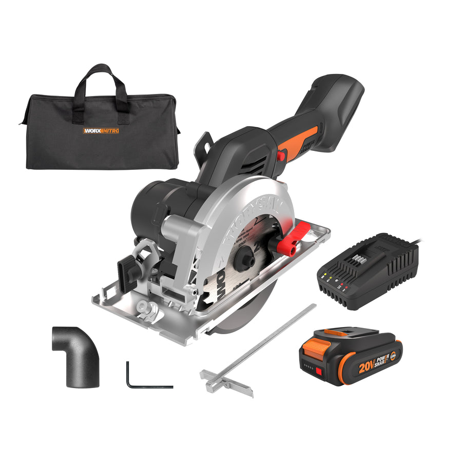 WORX - Nitro WORXSAW 20V 4.5" Cordless Brushless Circular Saw (1 x 2.0Ah Battery & 1 x Charger Included) - Black_0