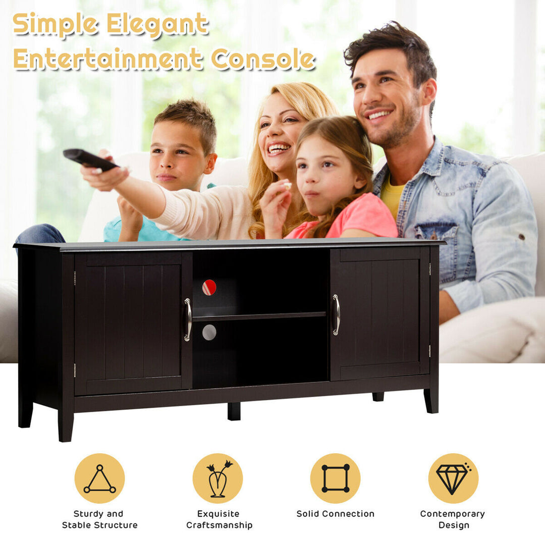 Costway - TV Stand Entertainment Media Center for TV's up to 65'' w/Storage Cabinets Brown - Brown_5