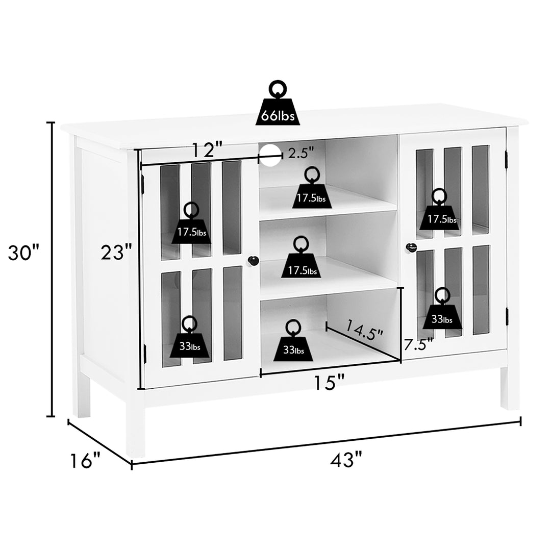 Costway - Wood TV Stand Entertainment Media Center Console for TV up to 50'' White - White_2