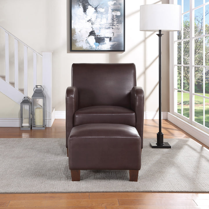 OSP Home Furnishings - Aiden Chair & Ottoman Faux Leather - Cocoa_5