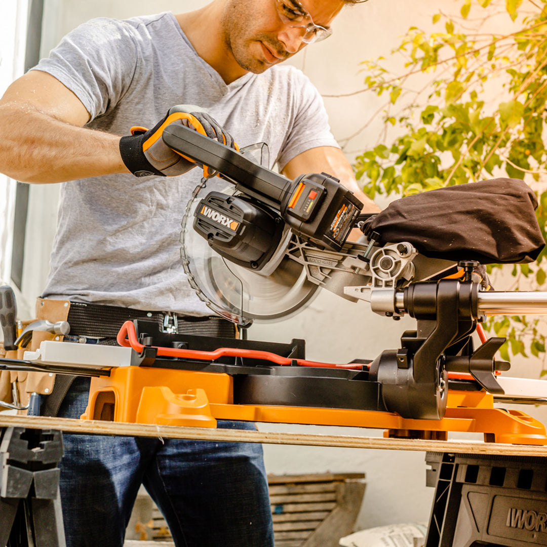 WORX - 20V 7.25" Cordless Compound Miter Saw (1 x 4.0 Ah Battery and 1 x Charger) - Black_5