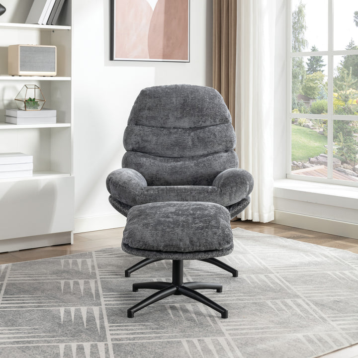 OSP Home Furnishings - Kerry Swivel Lounge Chair & Footrest - Gray_6