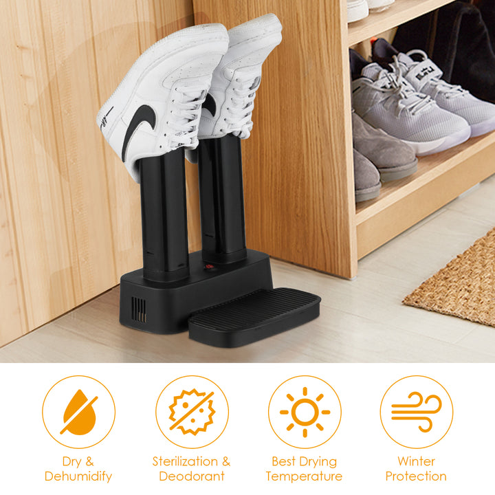 Costway - 2-Shoe Electric Shoe Dryer Warmer Portable Adjustable Boots Socks Gloves Helmets - Black_7