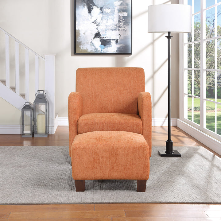 OSP Home Furnishings - Aiden Chair & Ottoman Herringbone - Orange_5